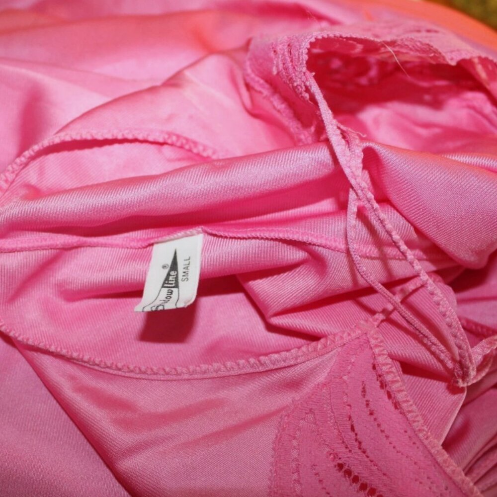 Vintage Shadowline Pink Nylon Nightgown Sz S Made in USA Lace Trim - Picture 8 of 9